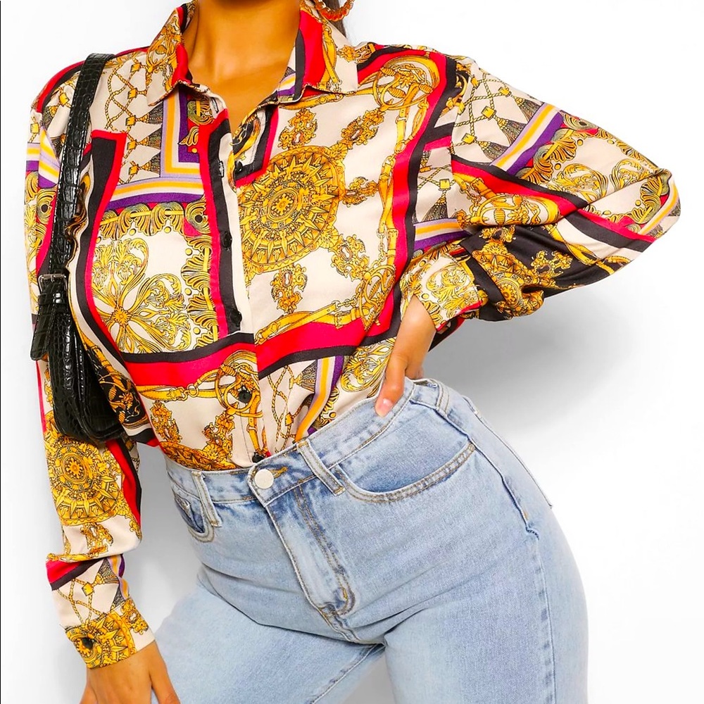 Button up chain blouse